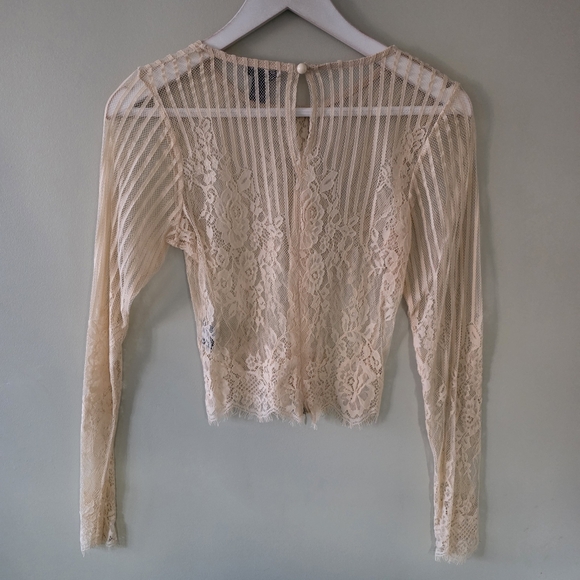 NWOT Revamped M Y2K Whimsigoth Romantic Coquette Girl Lace Mesh Crop Top - Picture 10 of 14